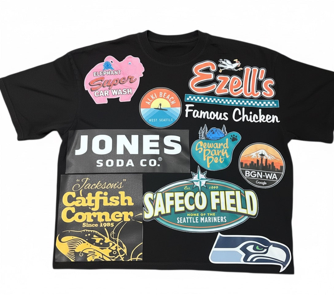 The Seattle Patchwork Tee | "City of Seattle" Icon Collage Shirt # 2